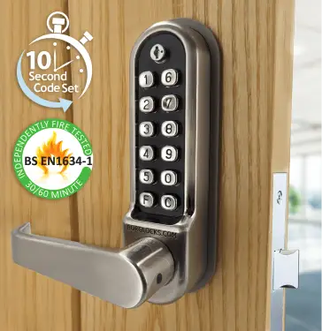 Click Here To Enlarge This Photo Of BORG Locks BL5403 ECP FT SS FIRE RATED Medium&sol;Heavy Duty Flat Bar Digital Lock with Free Passage Mode & Easicode Pro Coding Chamber &lpar;60x72mm Euro Profile Lockcase&rpar; - Stainless Steel