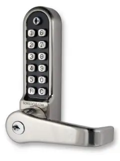 BORG Locks BL5701 ECP FT SS FIRE RATED Medium&sol;Heavy Duty Digital Lock &lpar;Flat Bar&rpar; with Free Passage Mode&comma; Key Override & Easicode Pro Coding Chamber &lpar;60mm Latch&rpar; - Stainless Steel