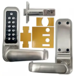 BORG Locks BL7001 ECP FT SS FIRE RATED Heavy Duty Digital Lock with Free Passage & Easicode Pro Coding Chamber &lpar;60mm Latch&rpar; - Stainless Steel