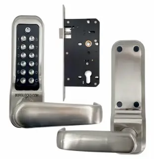 BORG Locks BL7003 ECP FT SS FIRE RATED Heavy Duty Digital Lock with Free Passage & Easicode Pro Coding Chamber &lpar;60x72mm Euro Profile Lockcase&rpar; - Stainless Steel