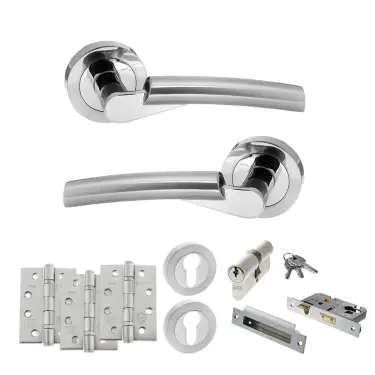 Click Here To Enlarge This Photo Of Atlantic - S32RSCPC STATUS Florida Door Handle Pack - Satin Chrome&sol;Polished Chrome