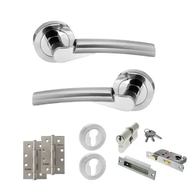 Click Here To Enlarge This Photo Of Atlantic - S32RSCPC STATUS Florida Door Handle Pack - Satin Chrome&sol;Polished Chrome