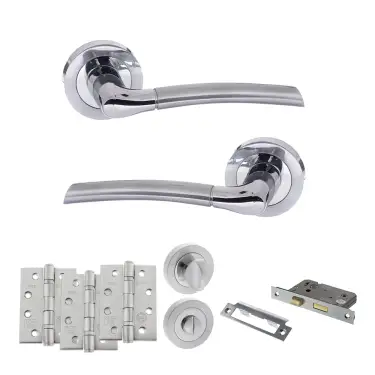 Click Here To Enlarge This Photo Of Atlantic - S33RSCPC STATUS Indiana Door Handle Pack - Satin Chrome&sol;Polished Chrome