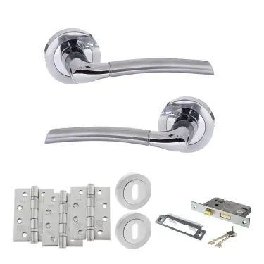 Click Here To Enlarge This Photo Of Atlantic - S33RSCPC STATUS Indiana Door Handle Pack - Satin Chrome&sol;Polished Chrome