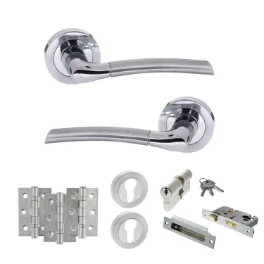 Click Here To Enlarge This Photo Of Atlantic - S33RSCPC STATUS Indiana Door Handle Pack - Satin Chrome&sol;Polished Chrome