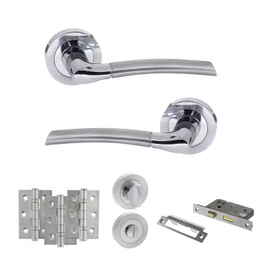Click Here To Enlarge This Photo Of Atlantic - S33RSCPC STATUS Indiana Door Handle Pack - Satin Chrome&sol;Polished Chrome