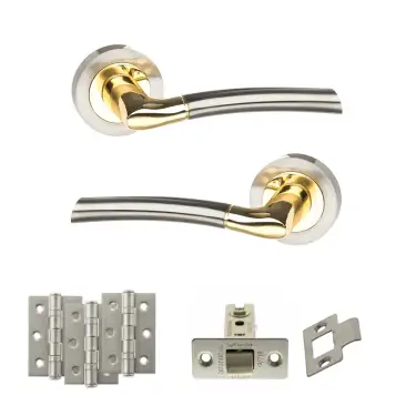 Click Here To Enlarge This Photo Of Atlantic - S33RSNBP STATUS Indiana Door Handle Pack - Satin Nickel&sol;Polished Brass