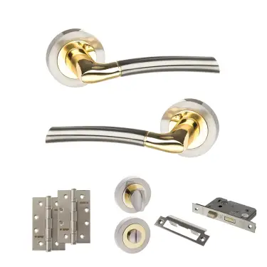 Click Here To Enlarge This Photo Of Atlantic - S33RSNBP STATUS Indiana Door Handle Pack - Satin Nickel&sol;Polished Brass