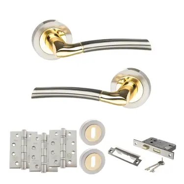 Click Here To Enlarge This Photo Of Atlantic - S33RSNBP STATUS Indiana Door Handle Pack - Satin Nickel&sol;Polished Brass