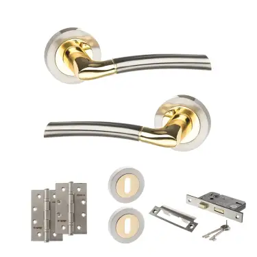 Click Here To Enlarge This Photo Of Atlantic - S33RSNBP STATUS Indiana Door Handle Pack - Satin Nickel&sol;Polished Brass
