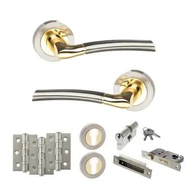 Click Here To Enlarge This Photo Of Atlantic - S33RSNBP STATUS Indiana Door Handle Pack - Satin Nickel&sol;Polished Brass