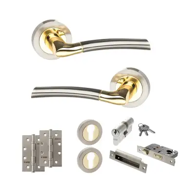 Click Here To Enlarge This Photo Of Atlantic - S33RSNBP STATUS Indiana Door Handle Pack - Satin Nickel&sol;Polished Brass