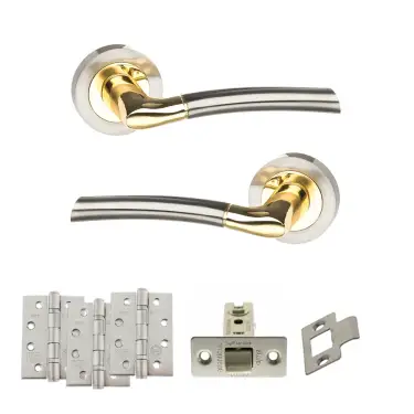 Click Here To Enlarge This Photo Of Atlantic - S33RSNBP STATUS Indiana Door Handle Pack - Satin Nickel&sol;Polished Brass
