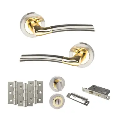Click Here To Enlarge This Photo Of Atlantic - S33RSNBP STATUS Indiana Door Handle Pack - Satin Nickel&sol;Polished Brass