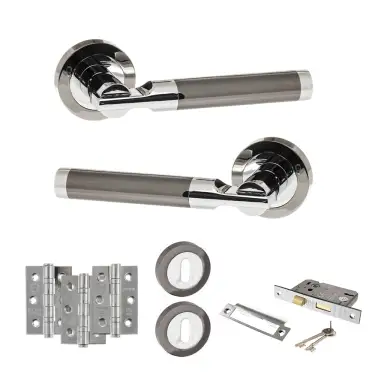 Click Here To Enlarge This Photo Of Atlantic - S36RBNPC STATUS Dakota Door Handle Pack - Black Nickel&sol;Polished Chrome