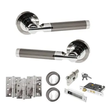 Click Here To Enlarge This Photo Of Atlantic - S36RBNPC STATUS Dakota Door Handle Pack - Black Nickel&sol;Polished Chrome