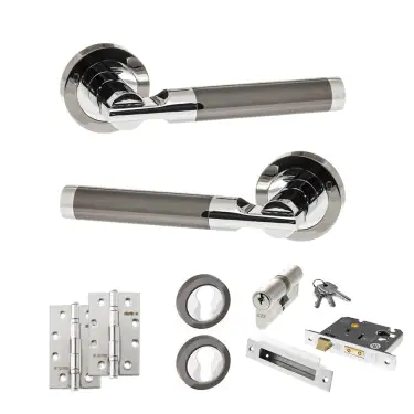 Click Here To Enlarge This Photo Of Atlantic - S36RBNPC STATUS Dakota Door Handle Pack - Black Nickel&sol;Polished Chrome
