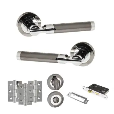 Click Here To Enlarge This Photo Of Atlantic - S36RBNPC STATUS Dakota Door Handle Pack - Black Nickel&sol;Polished Chrome