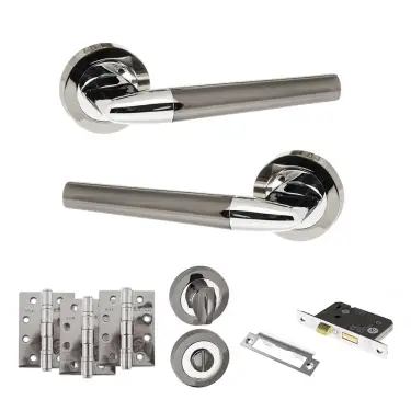 Click Here To Enlarge This Photo Of Atlantic - S37RBNPC STATUS Tennessee Door Handle Pack - Black Nickel&sol;Polished Chrome