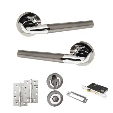 Click Here To Enlarge This Photo Of Atlantic - S37RBNPC STATUS Tennessee Door Handle Pack - Black Nickel&sol;Polished Chrome