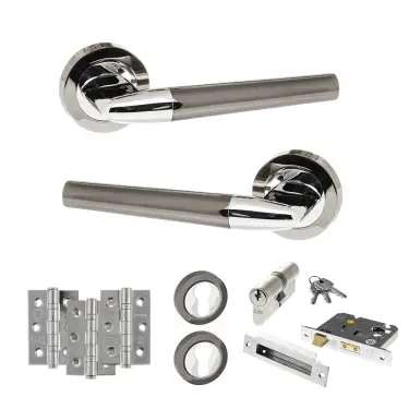 Click Here To Enlarge This Photo Of Atlantic - S37RBNPC STATUS Tennessee Door Handle Pack - Black Nickel&sol;Polished Chrome