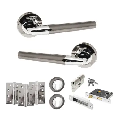 Click Here To Enlarge This Photo Of Atlantic - S37RBNPC STATUS Tennessee Door Handle Pack - Black Nickel&sol;Polished Chrome