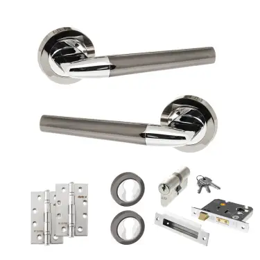 Click Here To Enlarge This Photo Of Atlantic - S37RBNPC STATUS Tennessee Door Handle Pack - Black Nickel&sol;Polished Chrome