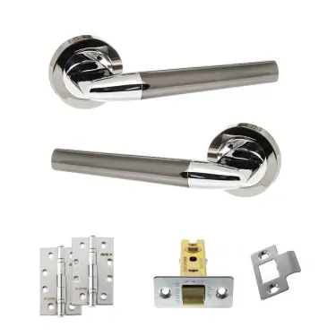 Click Here To Enlarge This Photo Of Atlantic - S37RBNPC STATUS Tennessee Door Handle Pack - Black Nickel&sol;Polished Chrome