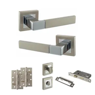 Click Here To Enlarge This Photo Of Atlantic - S40SSNPC STATUS Montana Door Handle Pack - Satin Nickel&sol;Polished Chrome