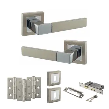 Click Here To Enlarge This Photo Of Atlantic - S40SSNPC STATUS Montana Door Handle Pack - Satin Nickel&sol;Polished Chrome