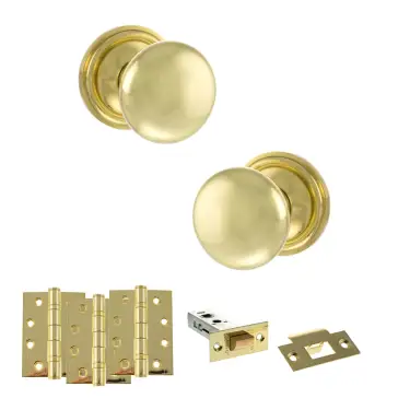 Click Here To Enlarge This Photo Of Atlantic - OE58MMKPB Old English Harrogate Door Knob Pack - Polished Brass