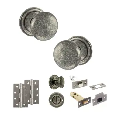 Click Here To Enlarge This Photo Of Atlantic - OE58MMKDS Old English Harrogate Door Knob Pack - Distressed Silver