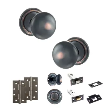 Click Here To Enlarge This Photo Of Atlantic - OE58MMKAC Old English Harrogate Door Knob Pack - Antique Copper