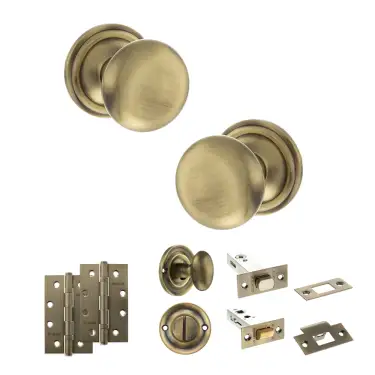 Click Here To Enlarge This Photo Of Atlantic - OE58MMKAB Old English Harrogate Door Knob Pack - Antique Brass