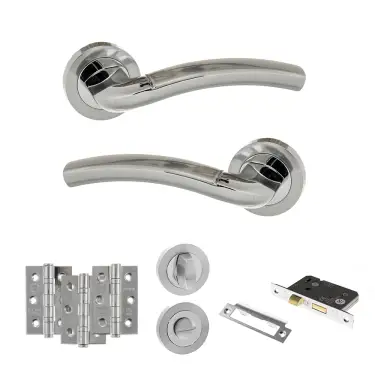Click Here To Enlarge This Photo Of Atlantic - ECO50SCPC Eco Crest Door Handle Pack - Satin Chrome&sol;Polished Chrome