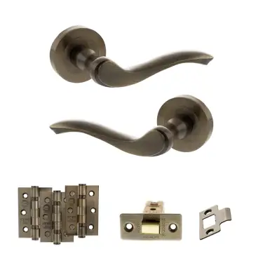 Click Here To Enlarge This Photo Of Atlantic - OE178 Old English Warwick Door Handle on Rose Pack - Antique Brass