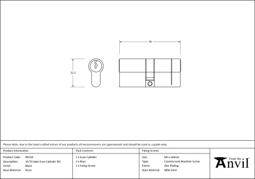 Click Here To Enlarge This Photo Of 90228 From The Anvil Black 35&sol;35mm Euro Profile Double Cylinder