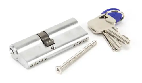Click Here To Enlarge This Photo Of 91852 From The Anvil Satin Chrome 35&sol;45 Euro Profile Double Cylinder
