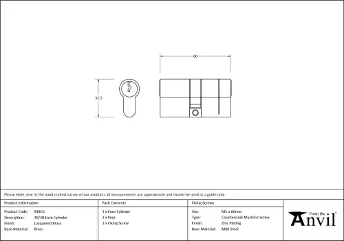Click Here To Enlarge This Photo Of 91853 From The Anvil Brass 30&sol;30 Euro Profile Double Cylinder