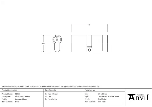 Click Here To Enlarge This Photo Of 91854 From The Anvil Brass 35&sol;35 Euro Profile Double Cylinder