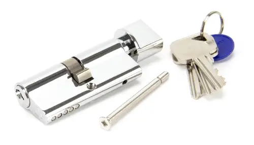 Click Here To Enlarge This Photo Of 91870 From The Anvil Polished Chrome 35&sol;35 Euro Profile Cylinder & Turn