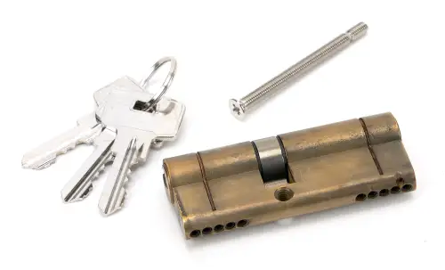 Click Here To Enlarge This Photo Of 45815 From The Anvil Aged Brass 35&sol;45 5pin Euro Profile Double Cylinder