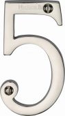 C1560 5-PNF Heritage Brass Numeral 5 Face Fix 76mm &lpar;3"&rpar; Polished Nickel Finish