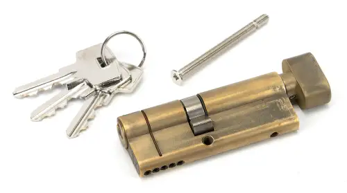 Click Here To Enlarge This Photo Of 45859 From The Anvil Aged Brass 35&sol;45T 5pin Euro Profile Cylinder & Turn