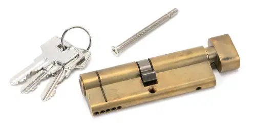 Click Here To Enlarge This Photo Of 45863 From The Anvil Aged Brass 45&sol;45 5pin Euro Profile Cylinder & Turn