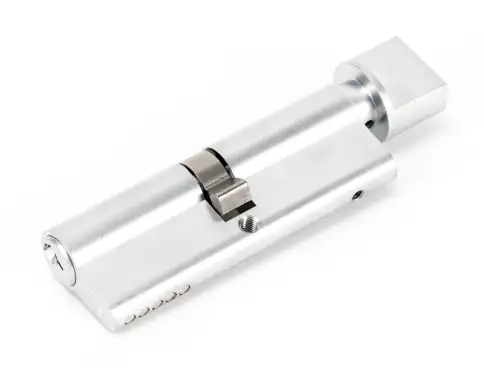 Click Here To Enlarge This Photo Of 46268 From The Anvil Satin Chrome 45&sol;45 5pin Euro Profile Cylinder & Turn