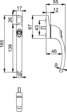 Click Here To Enlarge This Photo Of AR720-7&sol;040 HOPPE Inline Locking Espagnolette Handle - Satin Chrome &lpar;50028467&rpar;