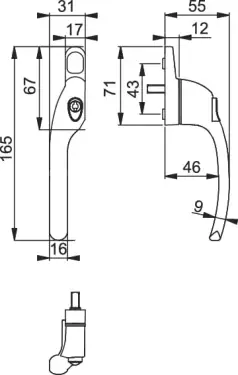 Click Here To Enlarge This Photo Of AR722-7&sol;040 HOPPE Offset Left Hand Locking Espagnolette Handle - Polished Chrome &lpar;50028157&rpar;