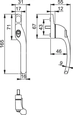 Click Here To Enlarge This Photo Of AR722-7&sol;040 HOPPE Offset Right Hand Locking Espagnolette Handle - Silver &lpar;50028085&rpar;