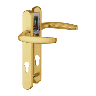 1530&sol;3831N HOPPE Atlanta 92mm UPVC Lever Door Handles on Narrow Backplate &lpar;122mm c&sol;c&rpar; - Gold &lpar;3628258&rpar;